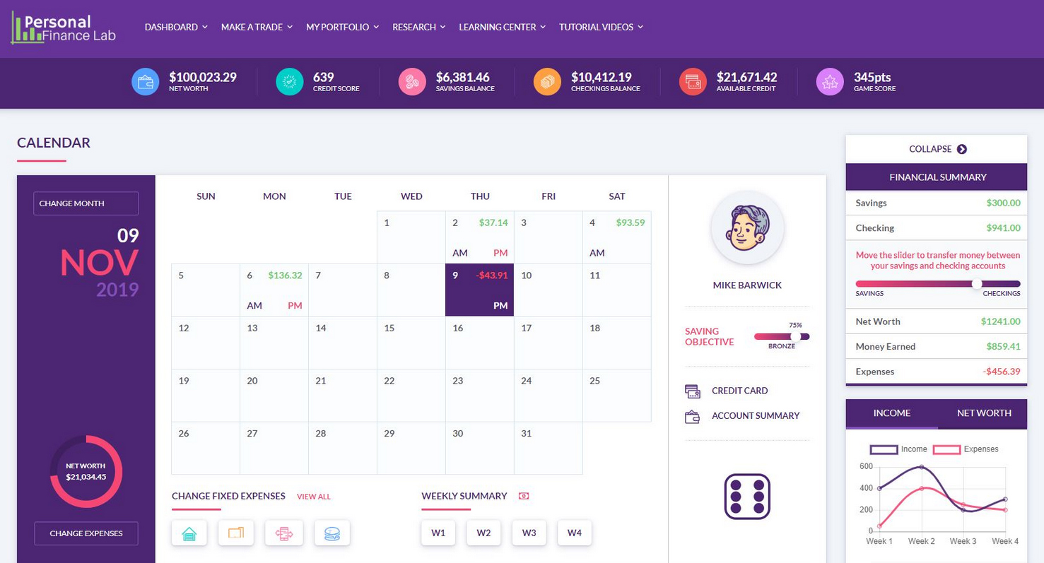 personal budget game for students and adults