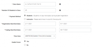 StockTrak Class Details