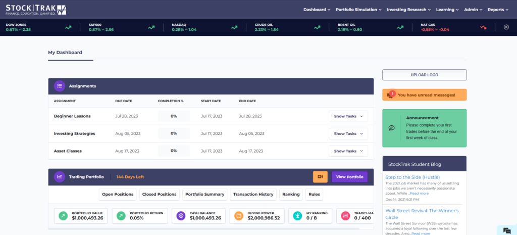 stock market assignments